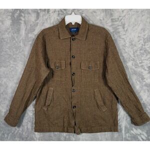 Eton Brown Check Cotton Wool Cashmere Flannel Button Up Shirt Men XL Long Sleeve